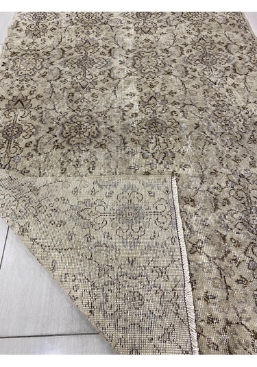 El Dokuma Eskitme 120X205 Krem Naturel %100 Yün Vintage Halı ! Krem