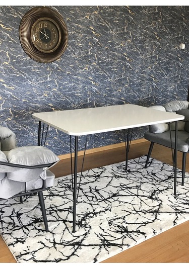 Yirmi15 Metal Siyah Ayaklı 70x110 Cm White Eclipse Çalışma Masası- Beyaz Masa