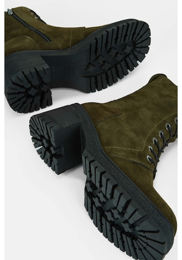 Tamer Tanca Kadın Hakiki Deri Haki Süet Casual Bot 775 8259 BN BOT SK23/24 Haki