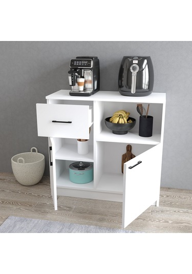Tanmob Mtd0301 İnci 90 Cm Kapaklı Çekmeceli Alt Mutfak Dolabı Beyaz Beyaz