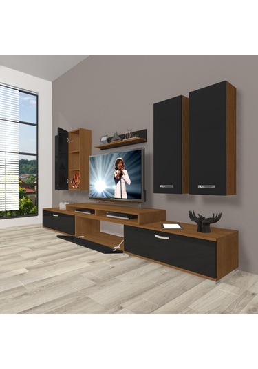 Decoraktiv Ekoflex 8d Slm Tv Ünitesi Tv Sehpası Ceviz - Siyah