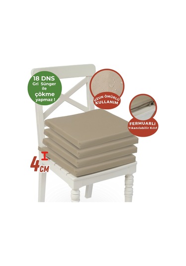 Xpermate 4'lü Sandalye Minderi Su İtici Kumaş 40 x 40 CM Bej