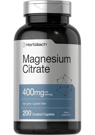Horbaach Magnesium Citrate 400mg Per Serving 200 Caplets Aromasız