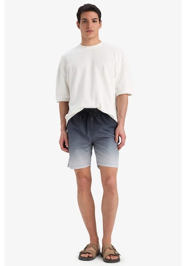 Defacto Regular Fit Degrade Baskılı File Astarlı Diz Üstü Deniz Şortu Z6873az25hsbk27 Siyah