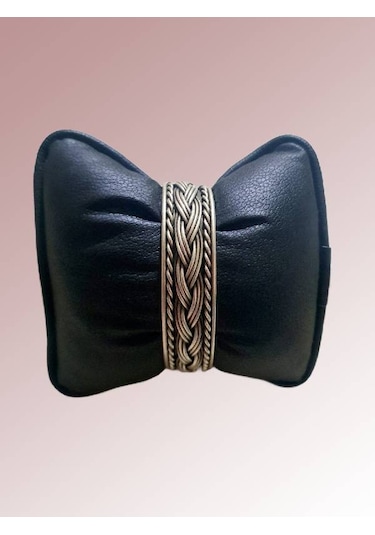 Edwol Gümüş Kaplama Unisex Antik Çelik Hasır Bileklik Bilezik Gümüş