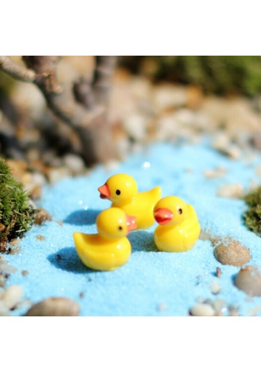 Sones Adet Mini Bebek Evi Aksesuarları Reçine Üç Boyutlu Küçük Sarı Ördek Bitki Dekorasyonu