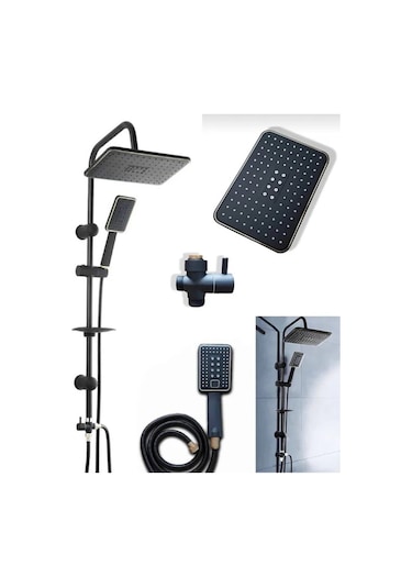 Sürgü 5 Li Robot Duş Seti Siyah Krom