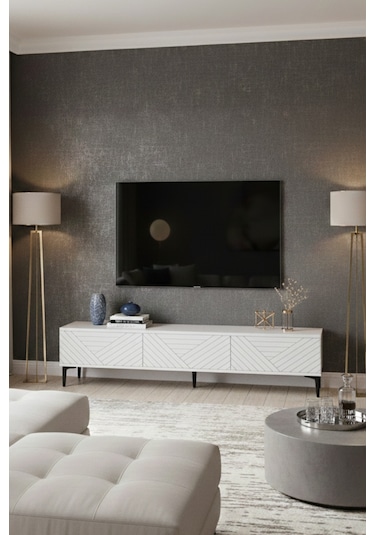 Tsa1804b - Ferro180 Tv Stand, Tv Sehpası Beyaz 180cm Beyaz