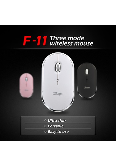 F-11 Üç Modlu Mini Kablosuz Bluetooth 2.4g 2400 Dpı Mouse Beyaz