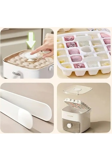 Fastbuy Büyük Kapasiteli Buz Makinesi Çok Bölmeli Tepsili, Dayanıklı Plastik, Beyaz 1 Adet Beyaz