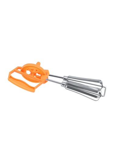 Geeroyoo Stainless Steel El Döndürmeli Çift Başlı Elle Kek Hamuru, Yumurta Ve Yağ Karıştırıcı - Otomatik Rotasyonlu, Dayanıklı, Turuncu Turuncu