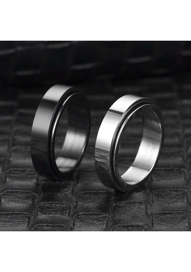 Gümüş Dönen Dinamik Titanyum Çelik Yüzük Yüzük Kadın Minimalist Yüzük Yüzük 10 Gümüş