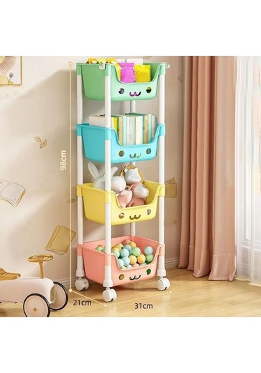 Trendooze 4 Katlı Tekerlekli Çamaşır Sepeti Ev Ofis Mekan Kullanımı Stil A Stil A