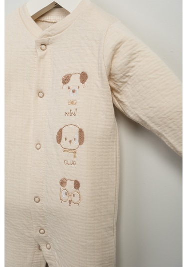 Sevimli Köpekcikler Desenli 10 Parça Kutulu Yenidoğan Hastane Çıkışı Zıbın Seti Bej