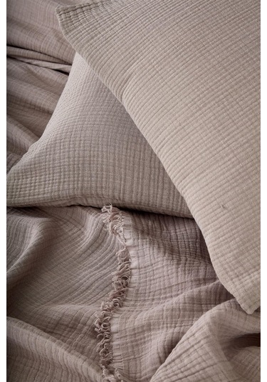 Müslin%100 Pamuk Tek Kişilik Yatak Örtüsü Pike Takımı 4 Katlı Yumuşak Battaniye 2 Parça Bej Cappuccino