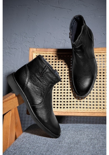 Bristol Hakiki Deri Kaydırmaz Taban Fermuarlı Chelsea Günlük Bot