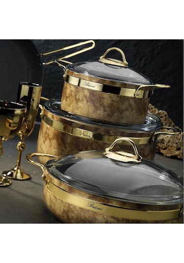 Brioni Royal Stone 7 Parça Tencere Kaplangözü Altın Rsbg11101