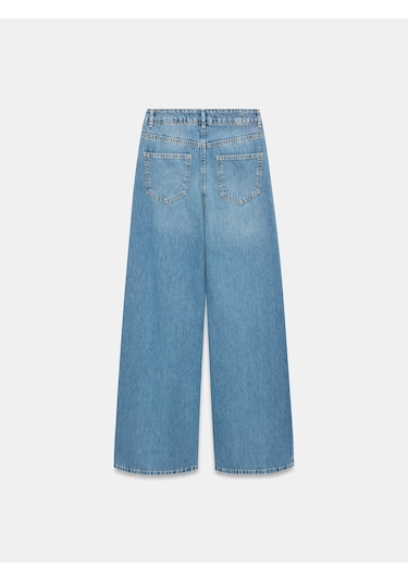 Dilvin 72286 %100 Pamuk Dökümlü Wide Leg Jean-mavi Mavi