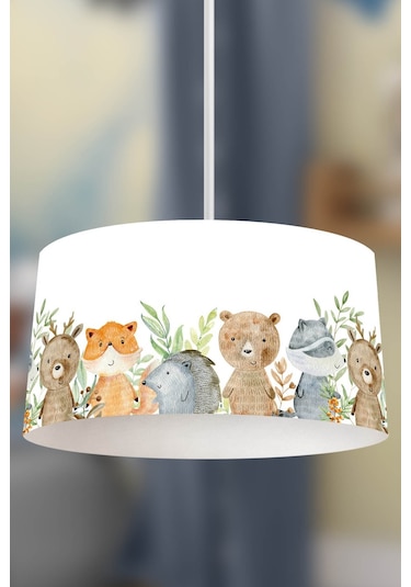 Rivaistanbul Suluboya Hayvanlar Çocuk Odası Sarkıt Avize Beyaz