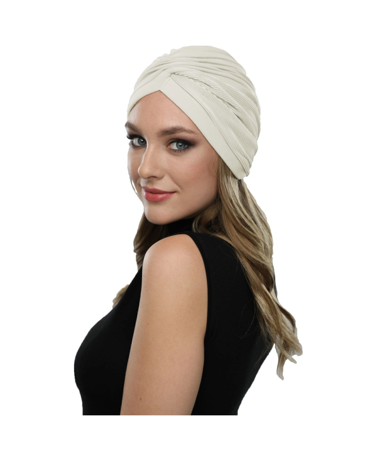 Çapraz Plise Astarlı Hazır Türban Ve Tesettür Bonesi Krem