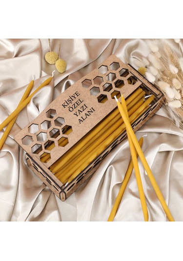 Kişiye Özel Yazı Alanıyla El Yapımı Bal Mumu Seti