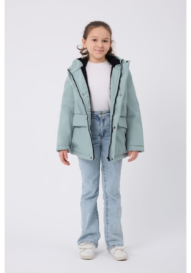 Freemen Kız Çocuk Mint Yeşil Kürklü Su Ve Rüzgar Geçirmez Kapüşonlu 3 Kışlık Mont Mint Yeşil Mint