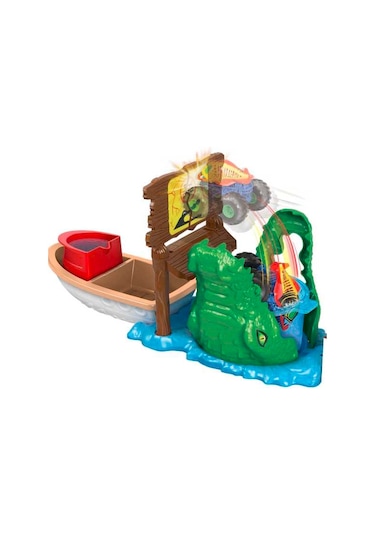 Hot Wheels Monster Trucks Renk Değiştiren Araçlar Timsahtan Kaçış Oyun Seti- HGV14