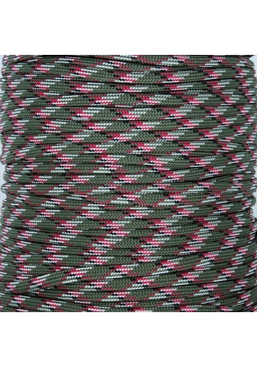Mg Ropes Paracord İp 4mm Yeşil Beyaz Desenli No:82 10 Metre Çok Renkli