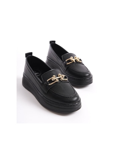 D602 Günlük Ortopedik Garantili Kadın Loafer Ayakkabı Siyah