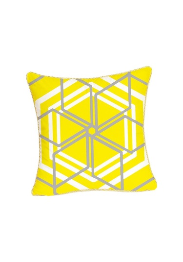 Suntek Altın İşlemeli Kare Geometrik Falnel Yastık Kılıfı