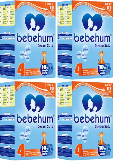 Bebehum 4 No Devam Sütü 12 Ay+ 800 Gr X 4 Adet