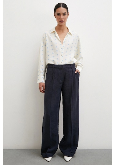 Never More Puantiyeli Oversize Gömlek Ekru