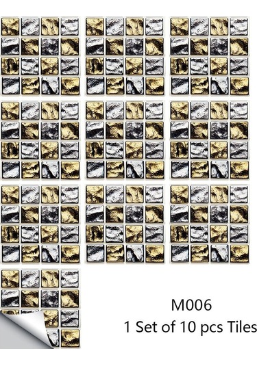 10 Adet/takım Kendinden Yapışkanlı Mozaik Tarzı Simülasyon Kiremit Duvar Çıkartmaları Oturm Banyo Güzel Duvar Sticker Dğ. 56759508 Diğer