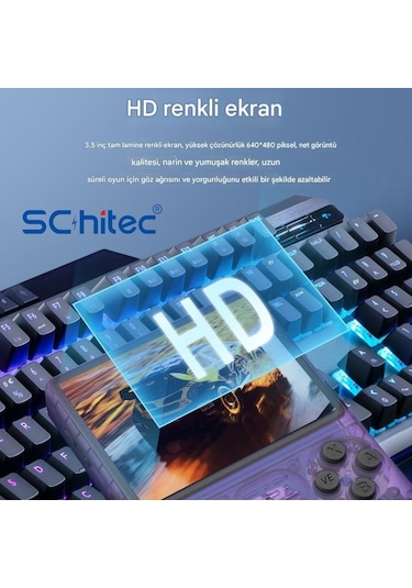 Schitec Retro Arcade R40s Pro Taşınabilir El Atari Konsolu 30.000 Oyunlu 98gb Mavi