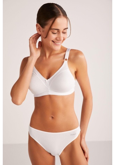 Kom Carol Beyaz Toparlayıcı Pamuklu Sütyen 001