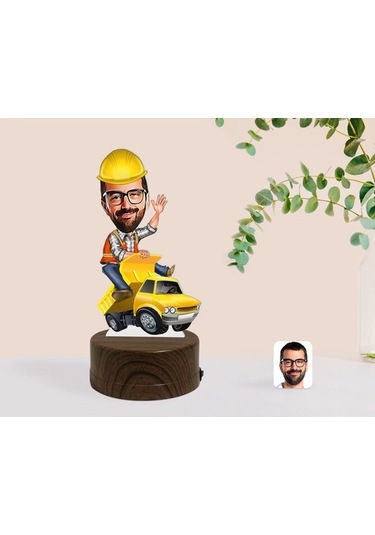 Kişiye Özel Erkek Yol Mühendisi Karikatürlü Dekoratif 3D Biblo Le