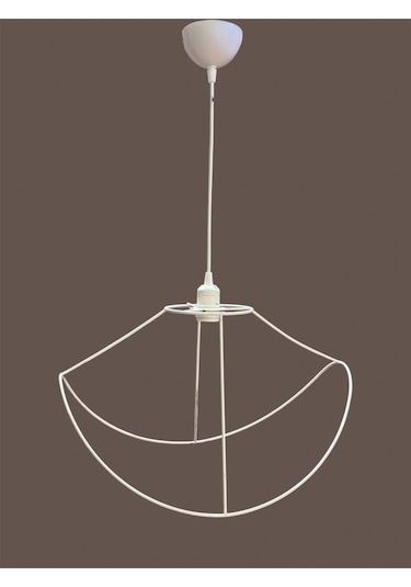 Yaprak Avize Teli , İskeleti Büyük Boy 50x32 Cm Beyaz Statik Boyalı Duy Takımı Dahil Beyaz