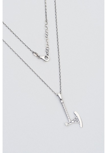 Savaş Baltası Figürlü Erkek Gümüş Kolye