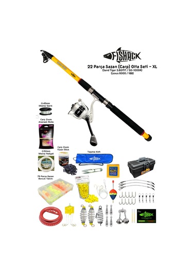 Fishack 22 Parça Sazan Carp Olta Seti Xl - 3.60mt / 50-100gr