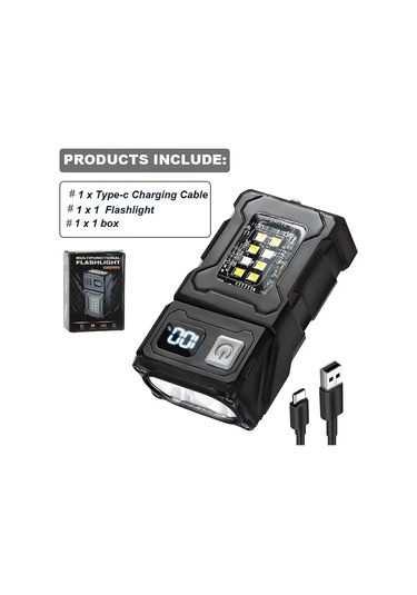 Açık Yüksek Parlaklık Küçük Çelik Tabanca Gece Lambası Çift Işık Siyah