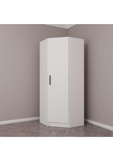 Kale Tek Kapaklı Köşe Zincir Dolap Beyaz - 190cm Beyaz