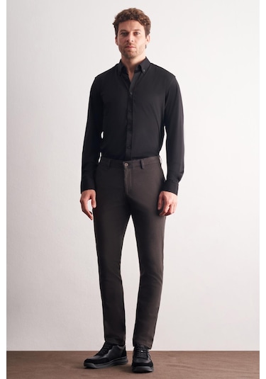 Haki Yan Cep Düz Paça Pamuklu Slim Fit Chino Casual Pantolon 1003255160 Haki