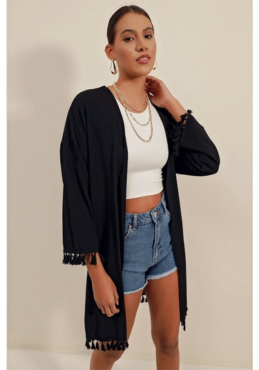 5833 Fırfırlı Kimonıo - Siyah 5833bgd19-001-12277 001