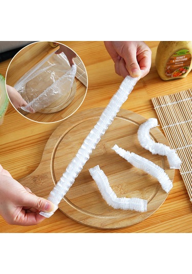 Youmex 300 Adet Yeniden Kullanılabilir Yenilebilir Pe Mutfak Yemek Muhafaza Örtüsü - Genişletilebilir 42cm Şeffaf