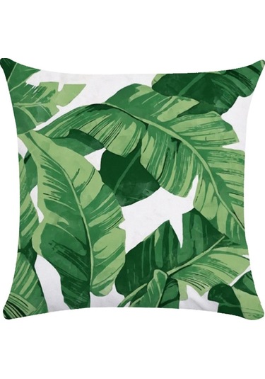 Sones Tropikal Bitkiler Yastık Kılıfı Polyester Dekoratif Yastık Kılıfları Yeşil Yapraklar Yastık Kılıfı Kare 45cm X45cm 21