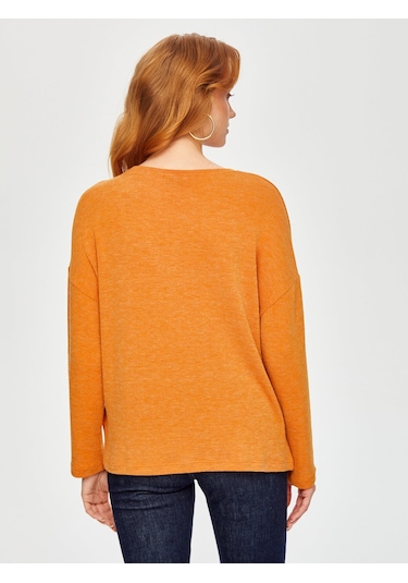 Triko Görünümlü Sweatshirt 69154 U6915461 Orange