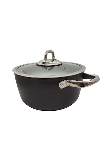 Leggno Derin Tencere Cam Kapak Çelik Kulp 24 CM