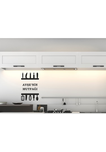 Isme Özel Mutfak Yapıştırma Siyah Çok Amaçlı Duvar Sticker Siyah