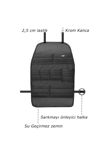 Bod Ecolux Serisi Taytüyü Araba Oto Koltuk Arkası Eşya Düzenleyici Araç İçi Organizer Siyah