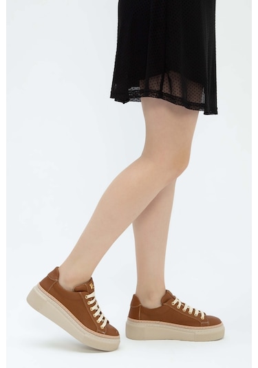Tamer Tanca Kadın Hakiki Deri Taba Floter Sneakers & Spor Ayakkabı 937 5022-09 Bn Ayk Y23 Taba Floter Taba